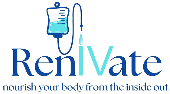 Logo with IV bag and text.
