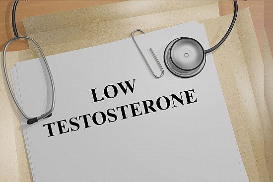 Document labeled "Low Testosterone" with stethoscope.